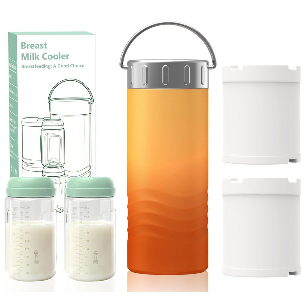 20oz Breastmilk Cooler 24H Cooling 2 Bottles Sunset Orange